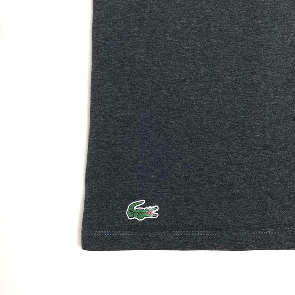 LACOSTE Sleepwear Slits Neck Crew Neck T-shirt In Charcoal Gray Size M - Picture 7 of 9